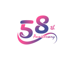 58 years anniversary logotype. 58th Anniversary template design for Creative poster, flyer, leaflet, invitation card