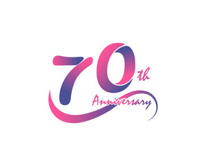 Obraz premium 70 years anniversary logotype. 70th Anniversary template design for Creative poster, flyer, leaflet, invitation card