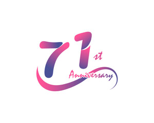 71 years anniversary logotype. 71st Anniversary template design for Creative poster, flyer, leaflet, invitation card
