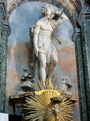 Vertical shot of St Sebastian statue in Sant'Agnese in Agone church in Rome, Italy