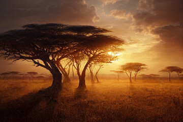 Fototapeta na wymiar Illustration of african savanna landscape