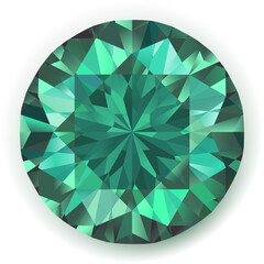 Emerald isolated on white background - vector diamond realistic gemstone illustration