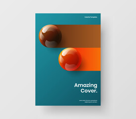 Geometric 3D balls postcard concept. Premium magazine cover design vector template.