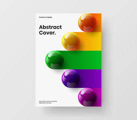 Colorful book cover design vector layout. Geometric 3D balls banner template.