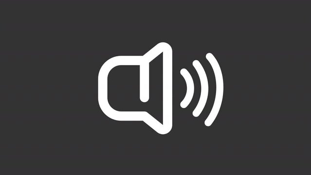 Animated loudness white line ui icon. Sound loudness level. Seamless loop HD video with alpha channel on transparent background. Isolated user interface symbol motion graphic design for night mode