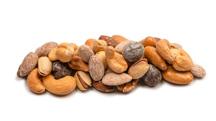 A group of almonds, pistachios, walnuts, macadamia, cashews.