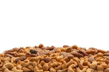 A group of almonds, pistachios, walnuts, macadamia, cashews.