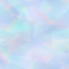Seamless iridescent background - vector illustration of holographic prism  light reflections. Abstract holo texture. Blue crystal surface closeup. 