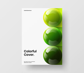 Unique 3D spheres leaflet layout. Multicolored poster A4 design vector illustration.