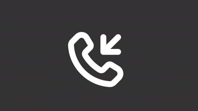 Animated dialling white line ui icon. Communication. Seamless loop HD video with alpha channel on transparent background. Isolated user interface symbol motion graphic design for night mode