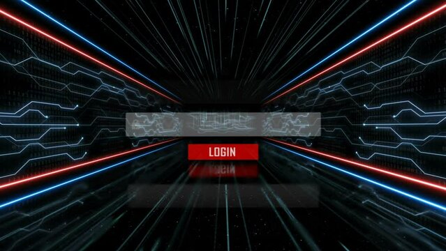 DEEP WEB Text Animation and Tech Room, with Alpha Matte, Loop
