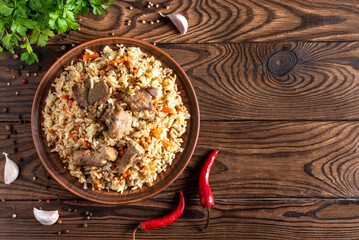rice with vegetables on a plate traditional asian food