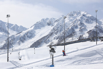 Fototapeta na wymiar Winter landscape, surface lift, resort 