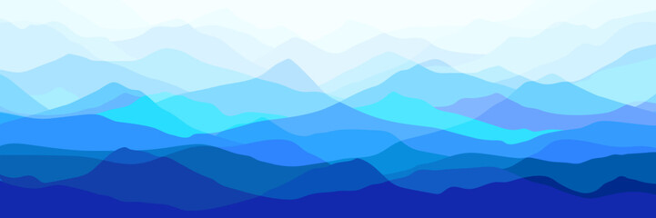 Multicolor mountains, silhouette waves, abstract color shapes, modern background, vector design Illustration 