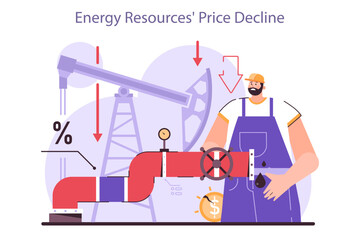 Fototapeta premium Energy resources' price decline recession. Significant, widespread