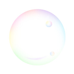 Realistic soap bubble with rainbow reflection
