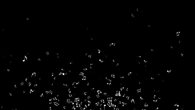 Flying Musical Notes Animation, Rendering, with Alpha Matte, Loop
