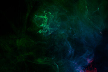 Green and pink steam on a black background.