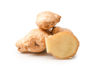 Ginger root isolated on white background.