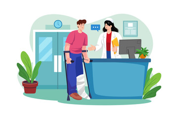 Hospital Reception Desk Illustration concept on white background