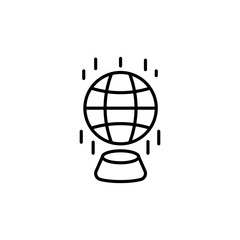 Globe line icon. World, world wide web, internet, planet, continents, oceans, geography, education, school, university. The concept of knowledge. Vector black line icon on a white background