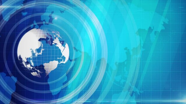Abstract background spinning sphere of the globe with moving world map for video overlay. Modern and elegant technology background with copy space. Cyber futuristic abstract background