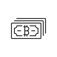 Money line icon. Money, finance, trade, trading, cryptocurrency, electronic money, earnings, purchase, sale, investment. Finance concept. Vector black line icon on a white background