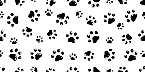 Fototapeta na wymiar dog paw seamless pattern cat footprint vector cartoon gift wrapping paper repeat wallpaper tile background scarf isolated illustration design