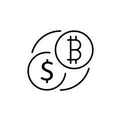 Transactions line icon. Money, currency exchange, finance, trade, trading, cryptocurrency, electronic money, earnings, purchase, sale, investment. Finance concept. Vector black line icon