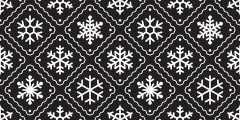 Snowflake seamless pattern Christmas vector snow Santa Claus diamond scarf isolated cartoon gift wrapping paper repeat wallpaper tile background illustration doodle design