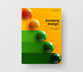 Original 3D spheres poster concept. Simple journal cover design vector illustration.