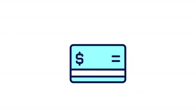Animated gift card color ui icon. Coupon for customers. Loyalty program. Seamless loop HD video with alpha channel on transparent background. Simple filled line RGB pictogram animation