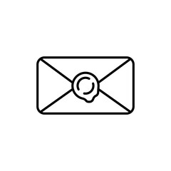 Letter line icon. Envelope, sheet, messenger, message, telegram, mail, correspondence, data, attachments. Communication concept. Vector black line icon on white background