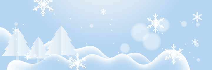 Blue snowflake banner for christmas and winter. New year vector illustration.