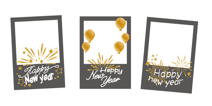Set of New year photo frames. Happy new year celebration photo frame collection.