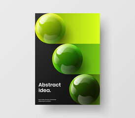 Fresh 3D balls company brochure illustration. Original annual report A4 design vector concept.