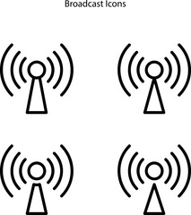 Broadcast icon isolated on white background. Broadcast icon thin line outline linear Broadcast symbol for logo, web, app, UI. 