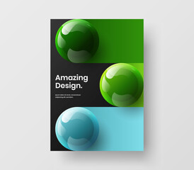 Geometric booklet vector design concept. Simple 3D balls presentation template.