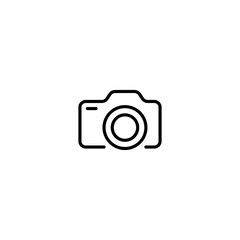 Camera line icon. Photo, electrical engineering, selfie, photographer, art, cinematography, photocard. photography concept. Vector black line icon on white background