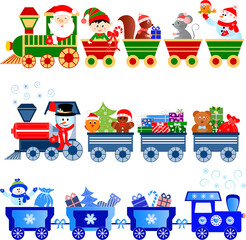 Santa train polar express Christmas train illustrations