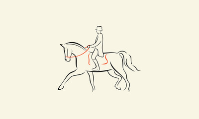 line art horseman logo template