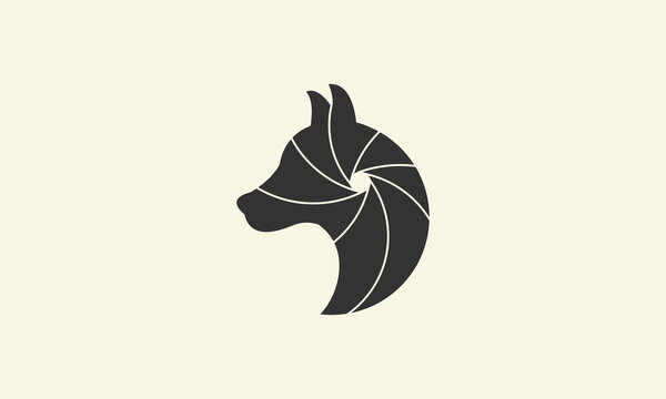 silhouette dog and lens logo