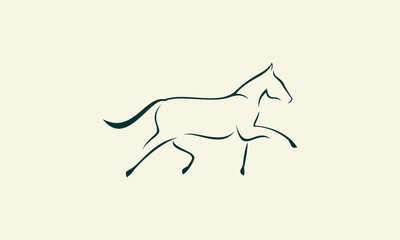 Fototapeta premium line art horse logo design