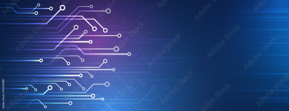 Aufkleber Electronic vector illustration. Abstract modern digital science technology futuristic circuit board. Cyber connection on the blue background. Hi-tech communication design.