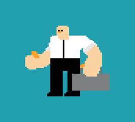 Typical office clerk pixel art. 8 bit office worker of average height of average appearance, like everyone else