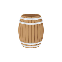 Barrel. Wooden keg hand drawn illustration. Realistic oak cask. Part of set. 