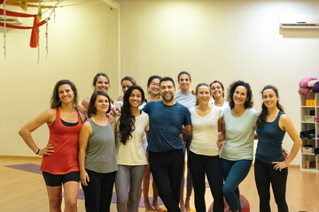 portrait of a group of yoga practitioners