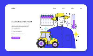 Unemployment web banner or landing page. Social problem of occupancy,