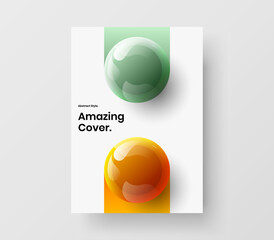Unique realistic balls booklet concept. Clean front page design vector template.