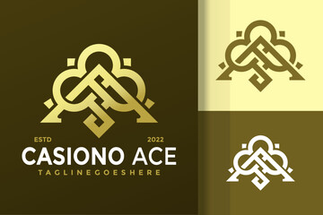 Golden Casino Ace Logo Design Vector Illustration Template